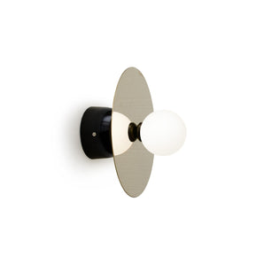 Disc and Sphere W08 Asymmetrical Half Dome Wall Lamp - Brass/Black