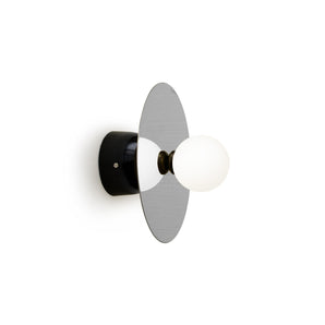 Disc and Sphere W08 Asymmetrical Half Dome Wall Lamp - Chrome/Black