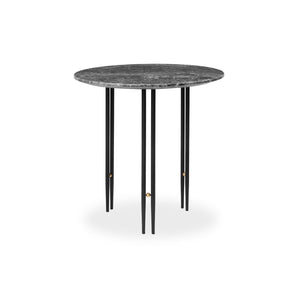 Ioi 10036985 Round Side Table - Black/Brass/Grey Emperador Marble