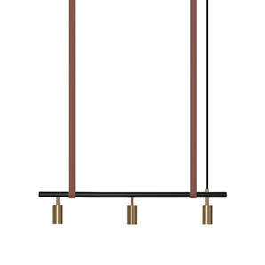 Long John Model 3 Pendant Lamp - Black/Brass/Brown Leather