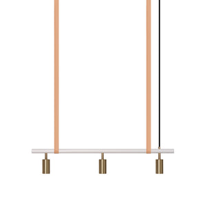 Long John Model 3 Pendant Lamp - White/Brass/Nature Leather