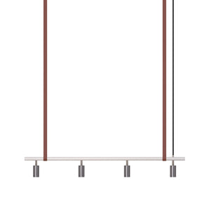 Long John Model 4 Pendant Lamp - White/Steel/Brown Leather