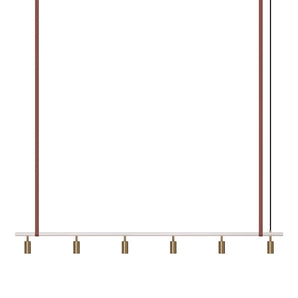 Long John Model 6 Pendant Lamp - White/Brass/Brown Leather