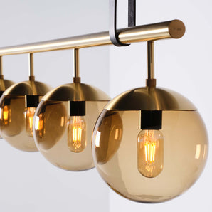 Long Lord Model 3 Pendant Lamp - Brass/Brown Glass/Black Leather