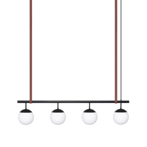 Long Lord Model 4 Pendant Lamp - Black/Opal Glass/Brown Leather