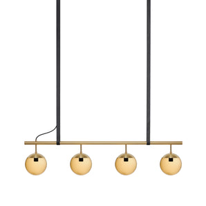 Long Lord Model 4 Pendant Lamp - Brass/Brown Glass/Black Leather