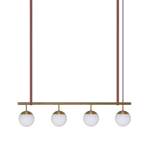 Long Lord Model 4 Pendant Lamp - Brass/Opal Glass/Brown Leather