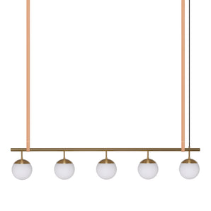 Long Lord Model 5 Pendant Lamp - Brass/Opal Glass/Nature Leather