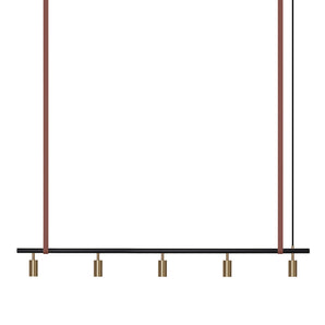 Long John Model 5 Pendant Lamp - Black/Brass/Brown Leather