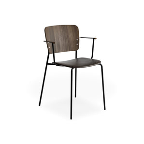 Mono 81 Metal Base with Armrests Upholstered Seat Dining Chair - Leather Elmosoft (Brown 93099)