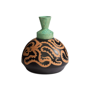 Pylade Vase - Matte Black/Terracotta/Green