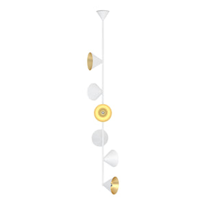 Vertical One 6 Cones Pendant Lamp - White/Brass