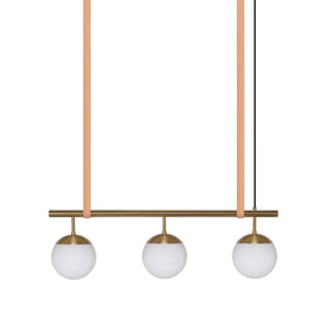 Long Lord Model 3 Pendant Lamp - Brass/Opal Glass/Nature Leather