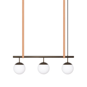 Long Lord Model 3 Pendant Lamp - Bronze/Opal Glass/Nature Leather
