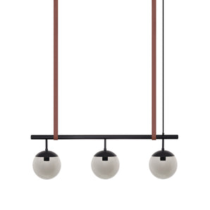 Long Lord Model 3 Pendant Lamp - Black/Smoked Glass/Brown Leather