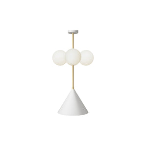 Axis 4 Globes + 1 Cone  Pendant Lamp - White/Brass