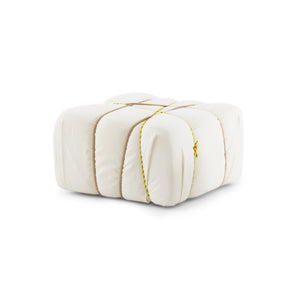 Che Pakko 65 Ottoman - White Fabric/Yellow & Natural Ropes