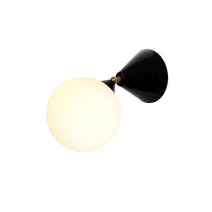 Cone and Sphere with Brass Joint Wall Lamp - Black