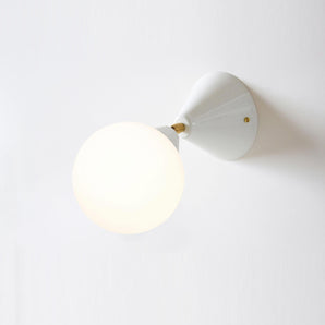 Cone and Sphere with Brass Joint Wall Lamp - White