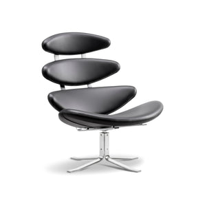 Corona 5000 Swivel Lounge Chair - Brushed Steel/Leather 1 (Omni 301)