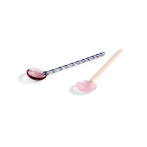Glass Spoons Twist (Set of 2) - Aubergine/Light Pink