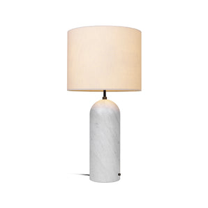 Gravity 10012272 XL Low Floor Lamp - White Marble/Canvas Shade