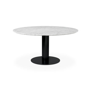 Gubi 2.0 10012791 Round Dining Table - Black/White Carrara Marble