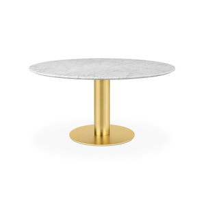 Gubi 2.0 10012802 Round Dining Table - Brass/White Carrara Marble