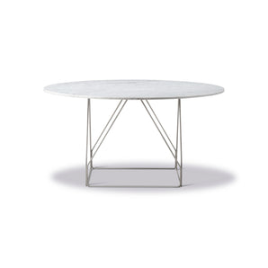 JG 6568 Dining Table - Brushed Steel/White Carrara