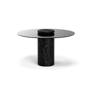 Castore Dining Table - Marquina/Smoked Glass