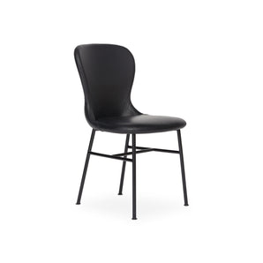 Myko Metal Base Dining Chair - Leather Elmosoft (Black 99999)