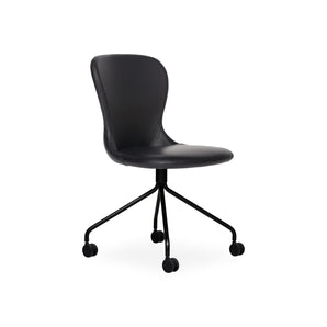 Myko Metal Legs with Wheels Chair - Leather Elmosoft (Black 99999)