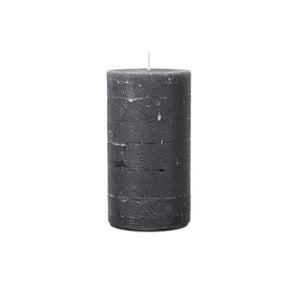 Rustic Pillar Unscented Candle - Steel Grey - Medium (18cm)