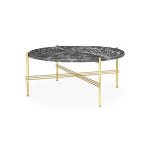 TS 10017177 Round Coffee Table - Brass/Grey Emperador Marble