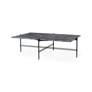TS 10017186 Rectangular Coffee Table - Black/Grey Emperador Marble
