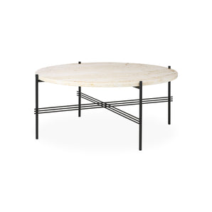 TS 10090820 Outdoor Coffee Table - Black/Neutral White Travertine