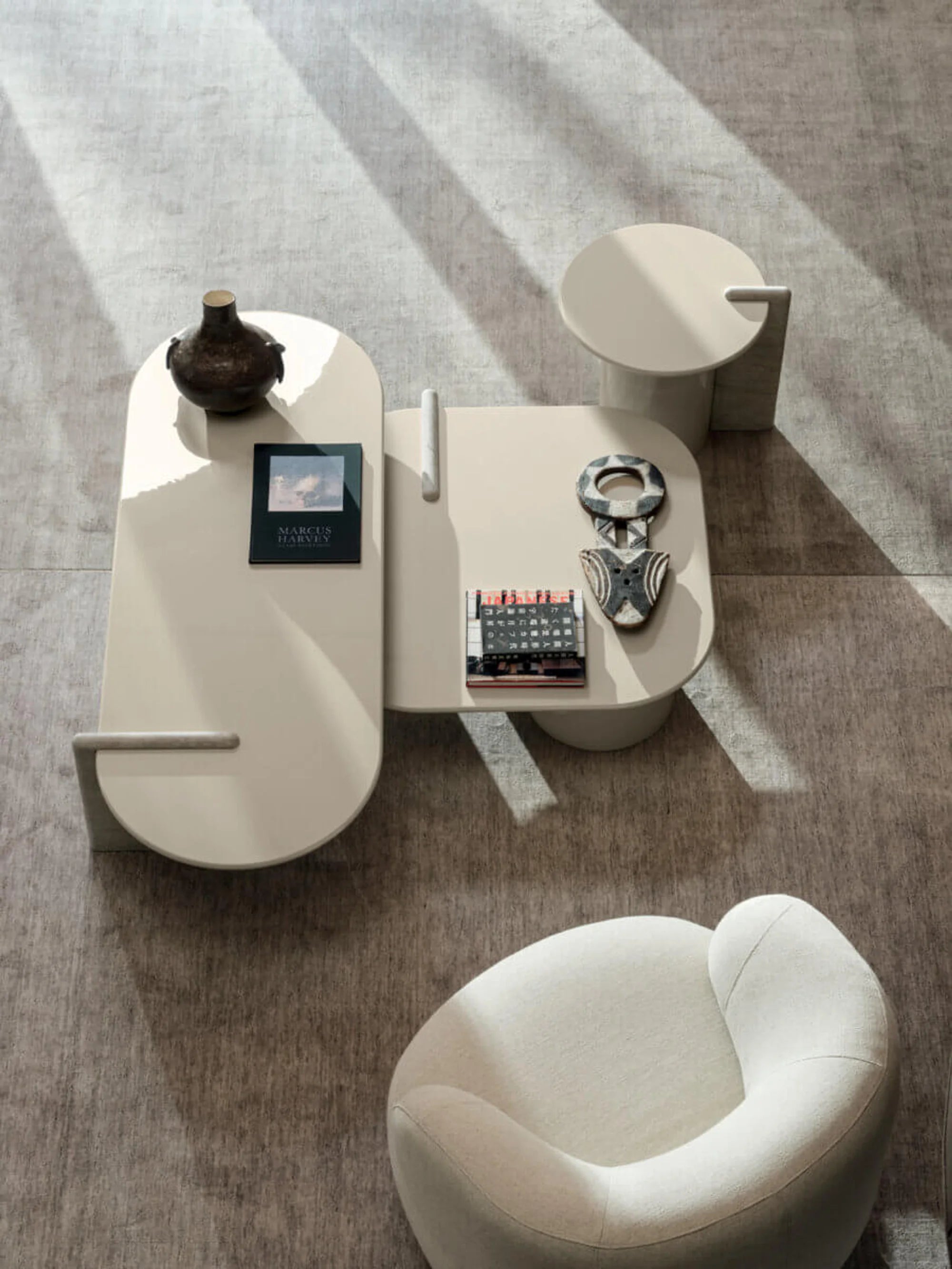 Petra 50 Side Table - Silver Moon/Mastice Glossy-4