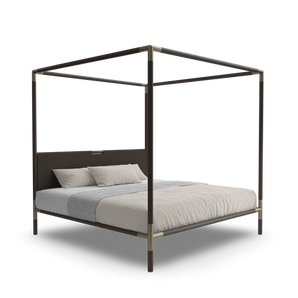 Arbore 200 Bed - Wenge Treated Ash/Champagne Metal/Ecoleather (C 2338)