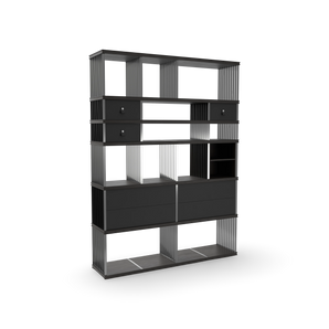 Diesys Comp E Bookcase - Ebony/Brushed Steel/Hide (Graphite C18)