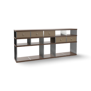Diesys Comp H Console - Walnut/Brushed Steel/Hide (Sand C17)