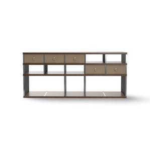 Diesys Comp H Console - Walnut/Brushed Steel/Hide (Sand C17)