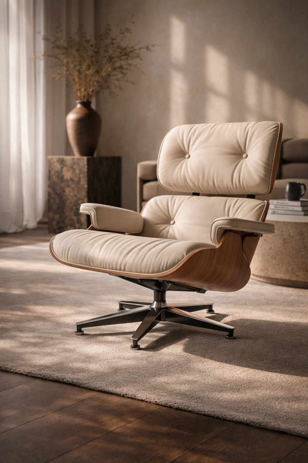 Eames 717 Lounge Chair - Black/Cherry Wood/Leather G (Ultrasoft 92135)-2