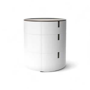 Round SR03 Bedside Table - Hide (White C10)/Peltrox Lacquer