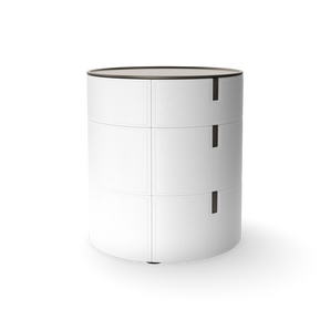 Round SR01 Bedside Table - Hide (White C10)/Peltrox Lacquer