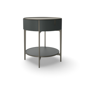 Round SR01 Bedside Table - Hide (Graphite)/Peltrox Steel