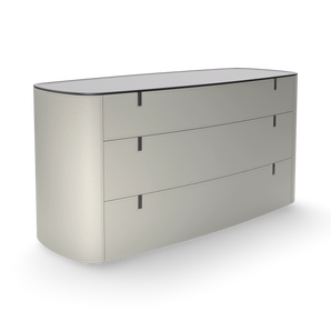 Round SRO2 Chest Of Drawer - Hide (Off White)/Titanium Steel