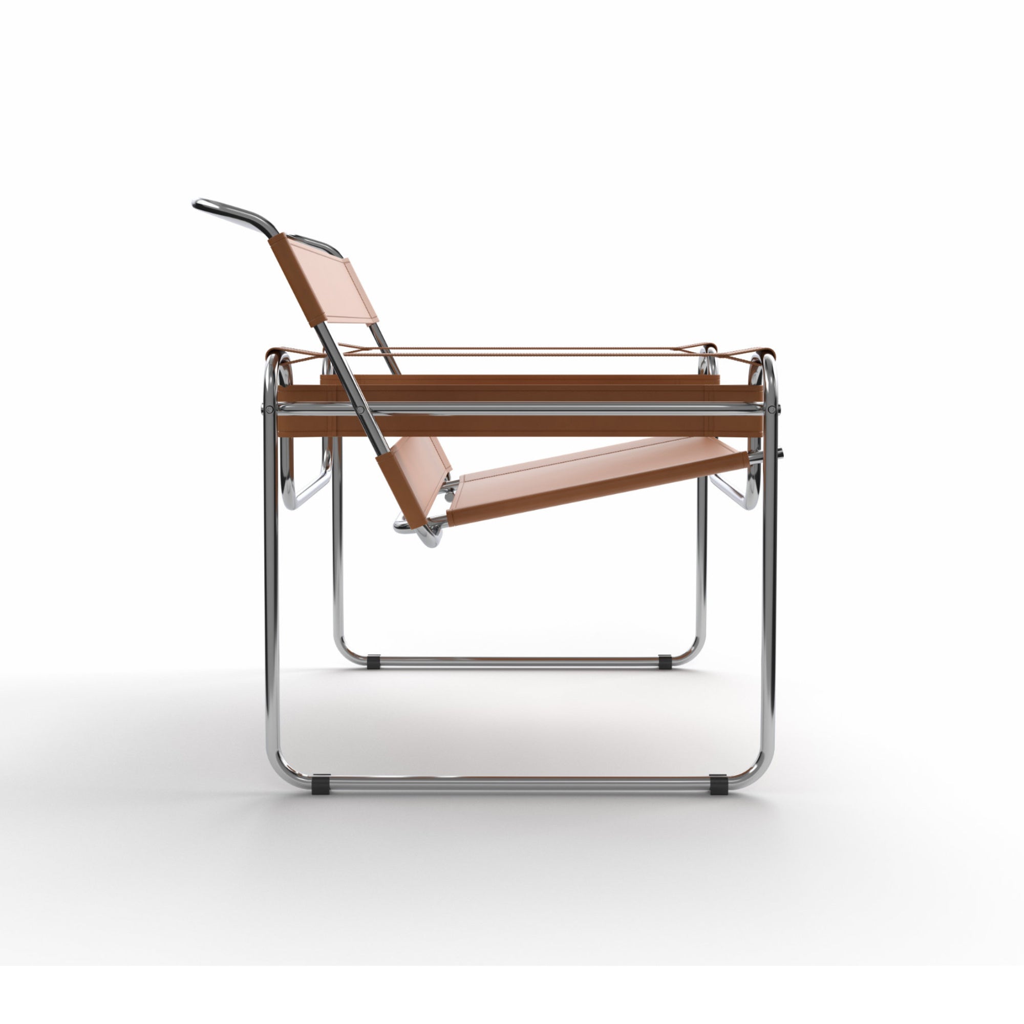 135 Armchair - Chrome/Hide Leather Natural Dark Tan-3