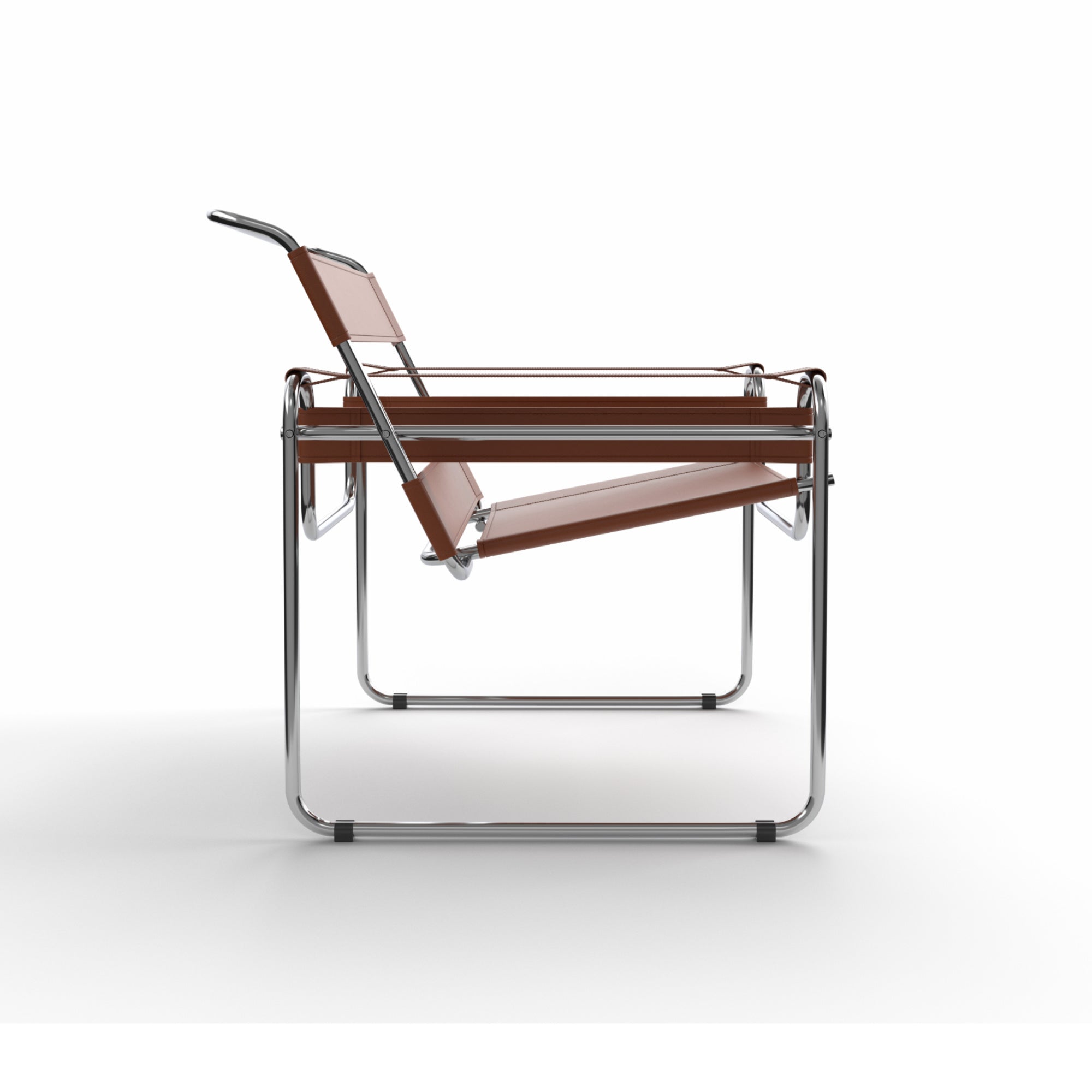 135 Armchair - Chrome Plated/Hide (Bulgarian Red)-3