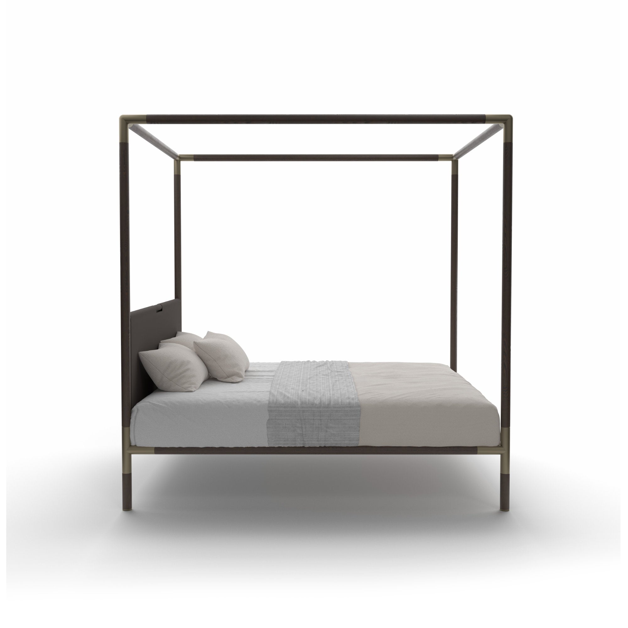 Arbore 180 Bed - Wenge Treated Ash/Champagne Metal/Ecoleather (C 2338)-5