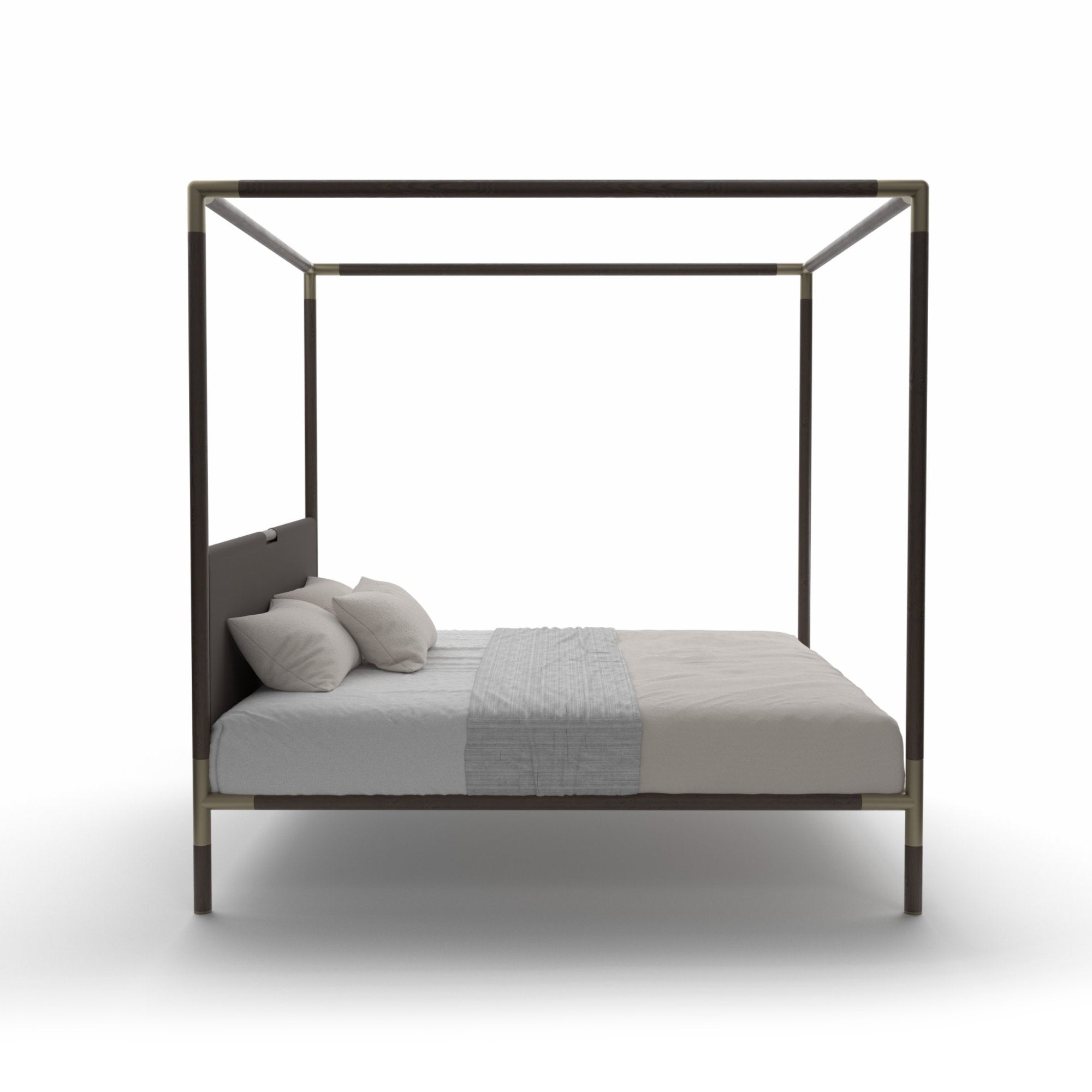 Arbore 200 Bed - Wenge Treated Ash/Champagne Metal/Ecoleather (C 2338)-5